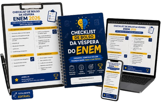 Checklist de Bolso da Véspera do ENEM, editável e pronto para imprimir