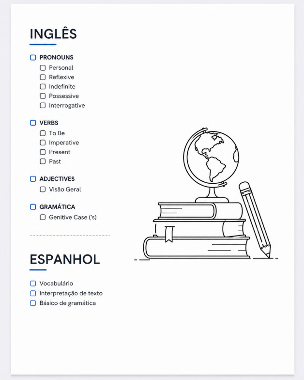 Checklist de Inglês e Espanhol