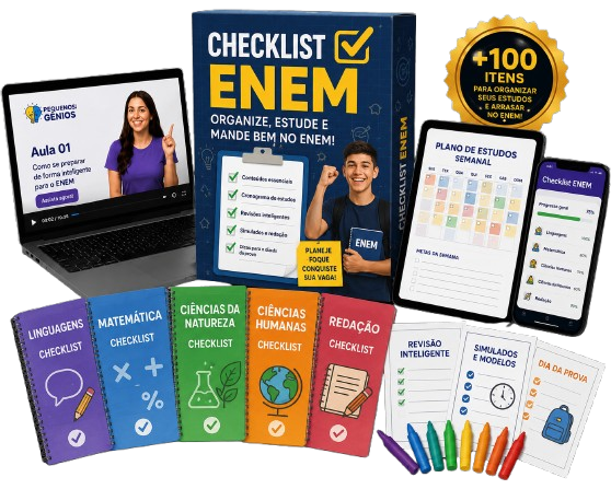 Checklist ENEM: os checklists das 5 áreas, plano de estudos semanal, videoaula e versão para celular